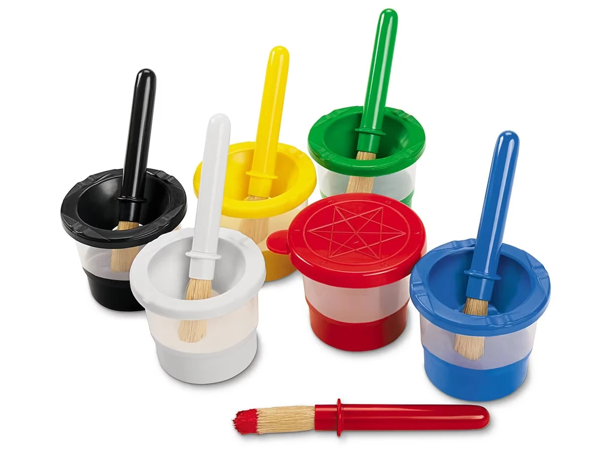 Mini No-Spill Paint Cups & Brushes - Set of 6 - US 8967