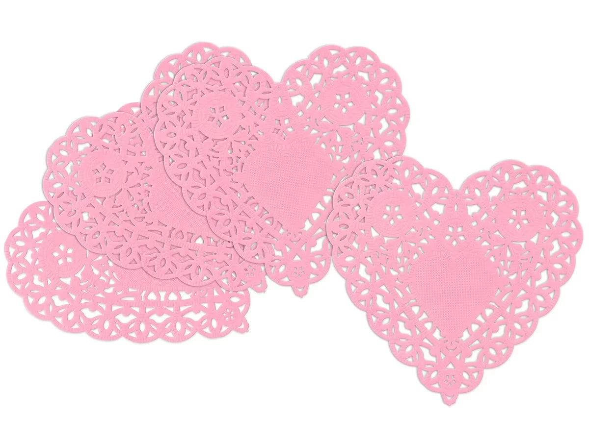 Small Pink Paper Heart Doilies - Set of 100 - US 8423