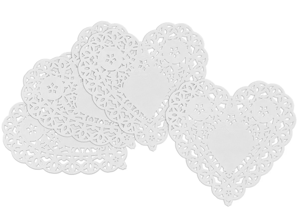 White Paper Heart Doilies - Set of 100 - US 1293