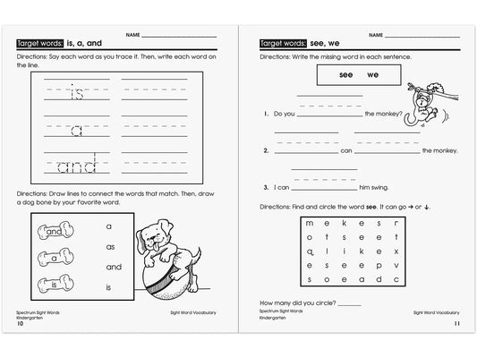 Spectrum® Sight-Words Workbook - Kindergarten - US 1946