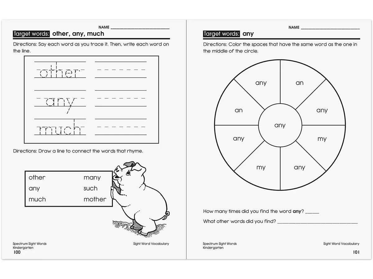 Spectrum® Sight-Words Workbook - Kindergarten - US 1946