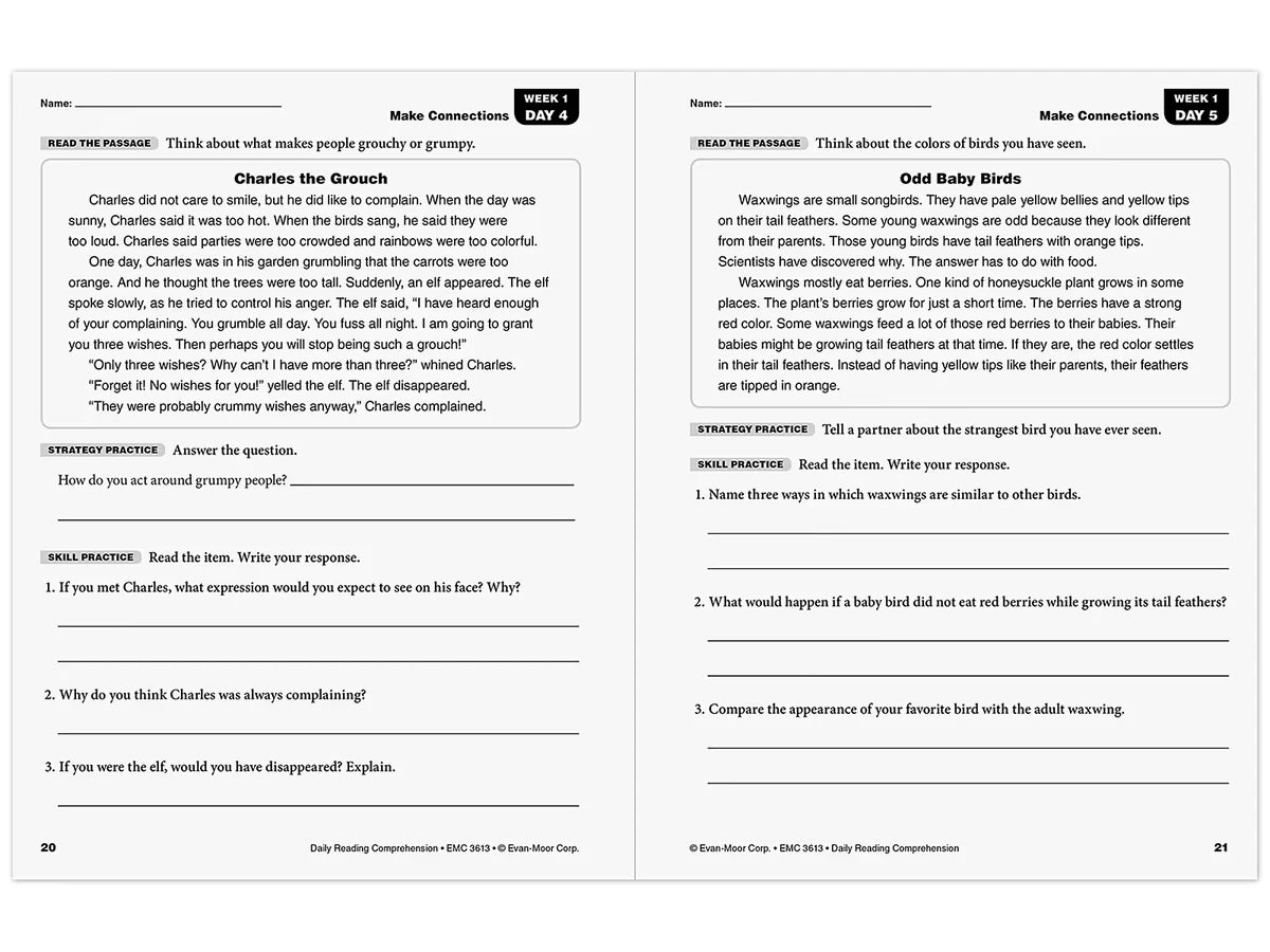 Daily Reading Comprehension Activities Workbook - Gr. 3 - US 1427