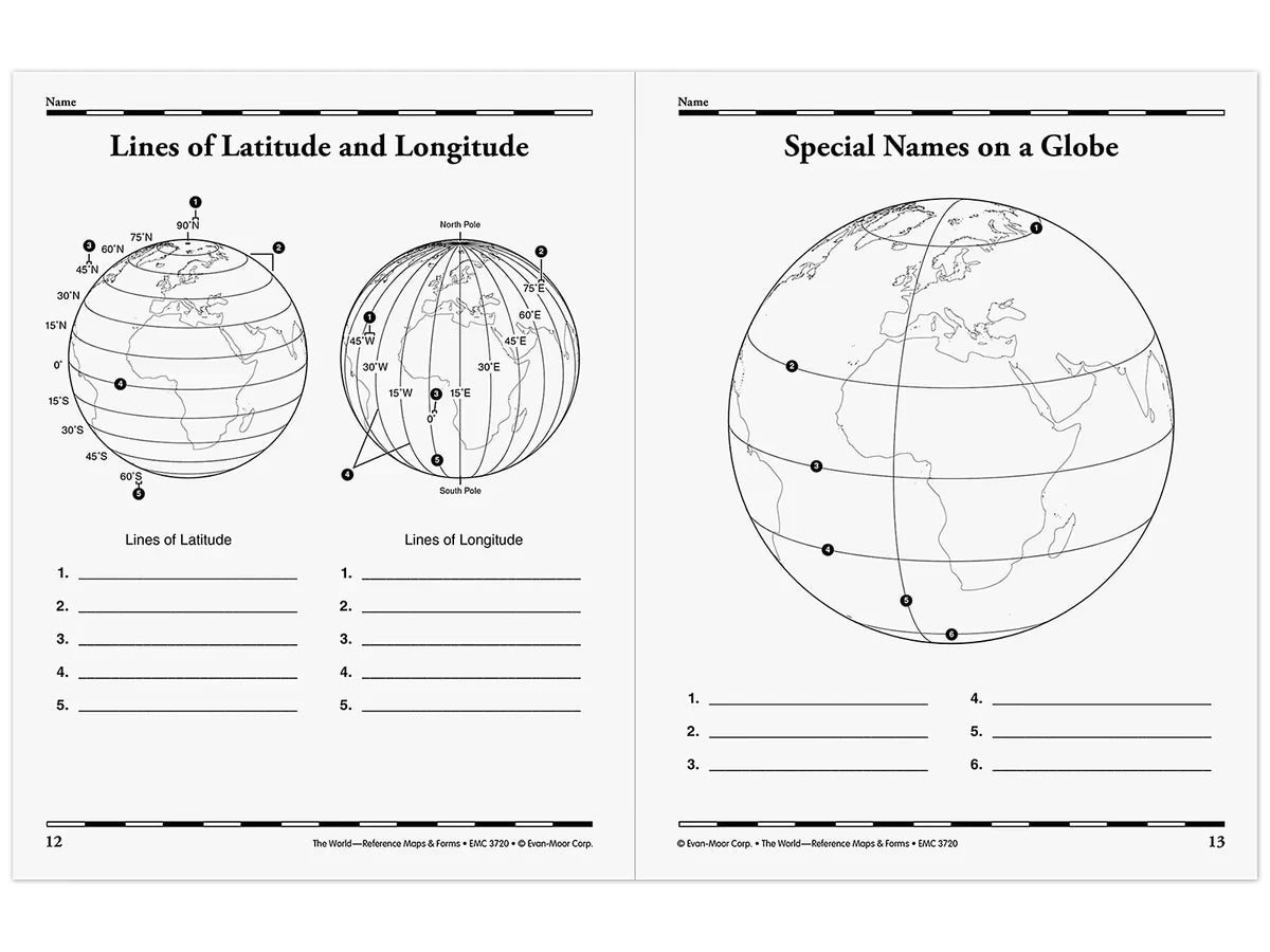 The World: Reference Maps & Forms Workbook - US 4004