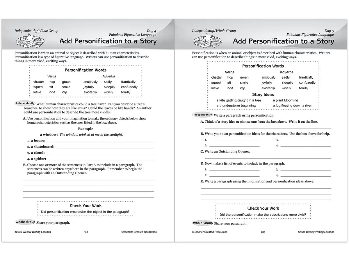 Weekly Writing Lessons Workbook - Gr. 5-6 - US 4695