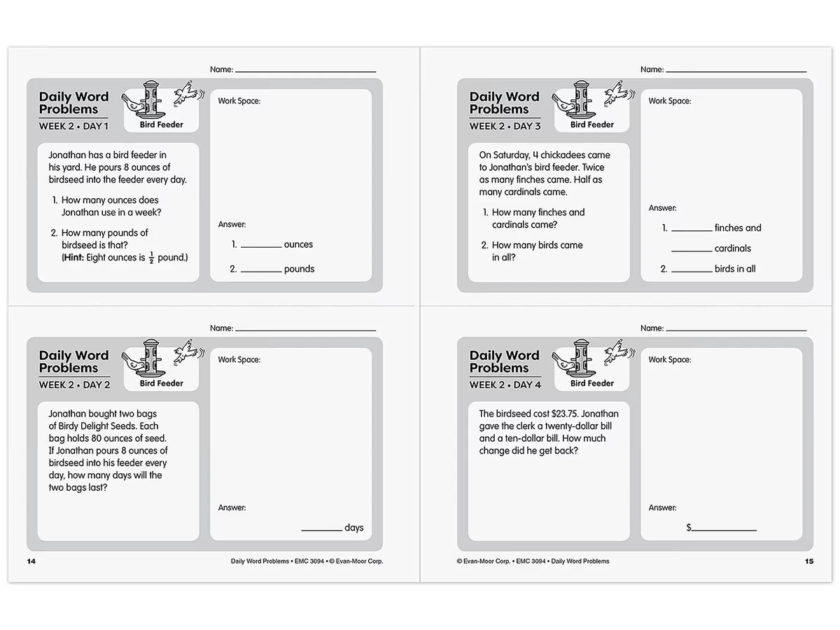 Daily Word Problems Workbook - Gr. 4 - US 2004