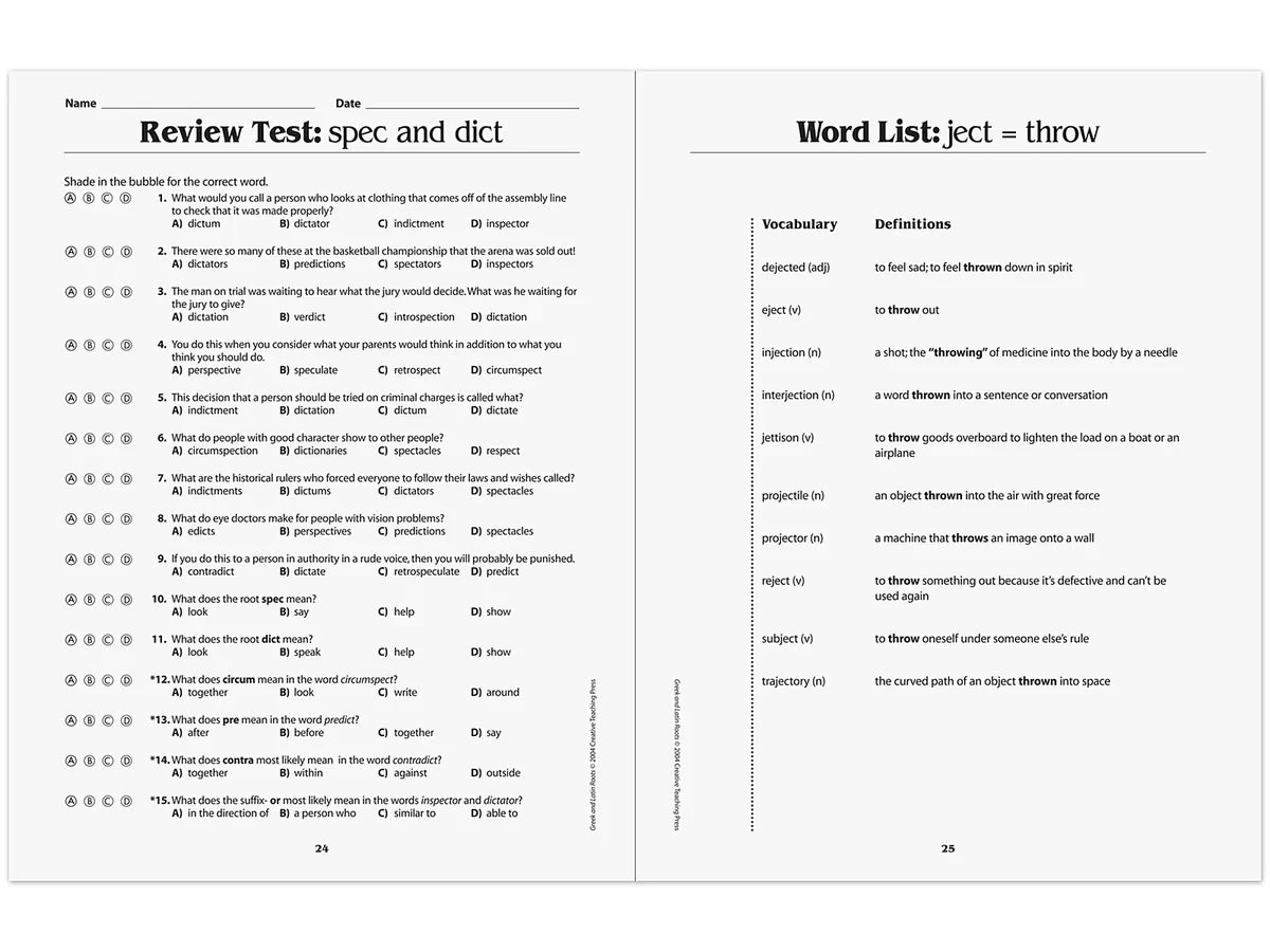 Greek & Latin Roots Workbook - US 5480