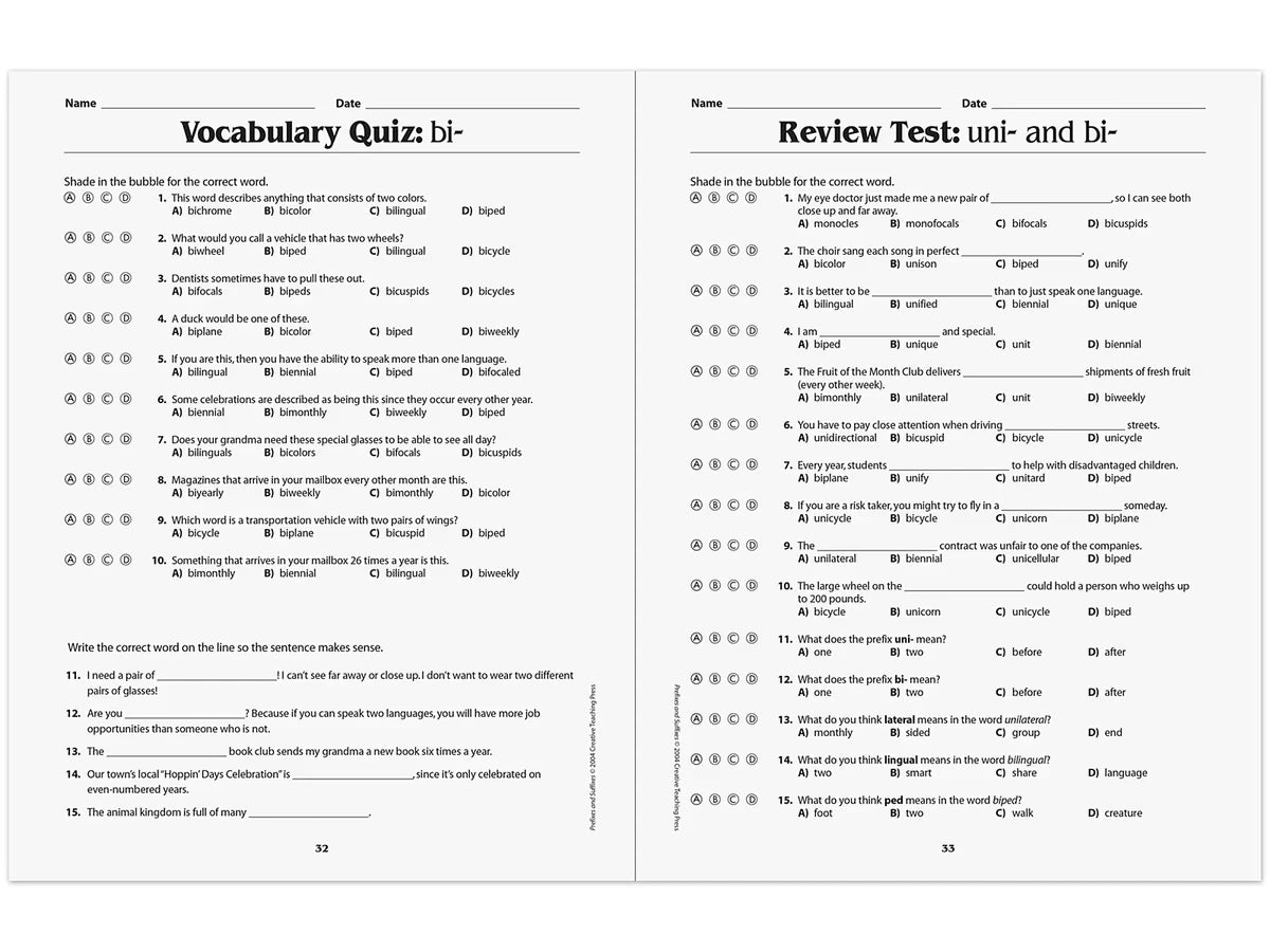 Prefixes & Suffixes Workbook - US 5730