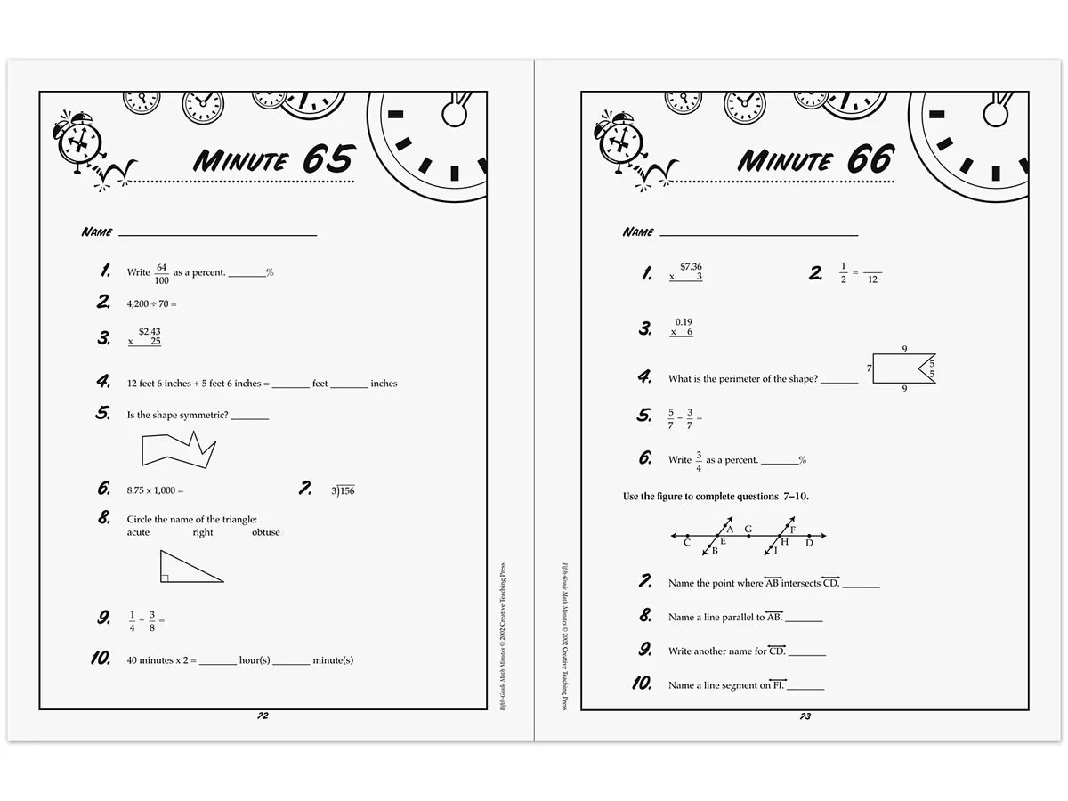 Math Minutes Workbook - Gr. 5 - US 8596