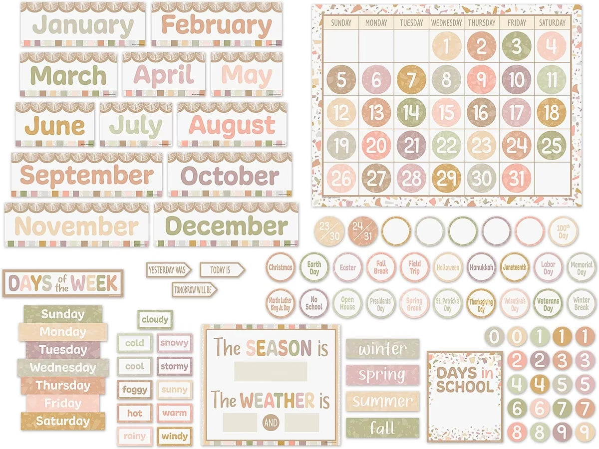 Terrazzo Tones Calendar Bulletin Board Set - US 9875