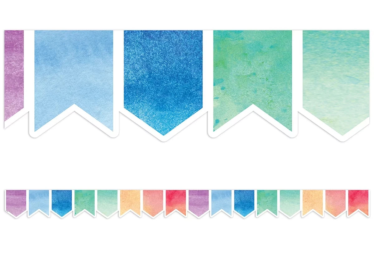 Watercolor Pennant Border - US 9113