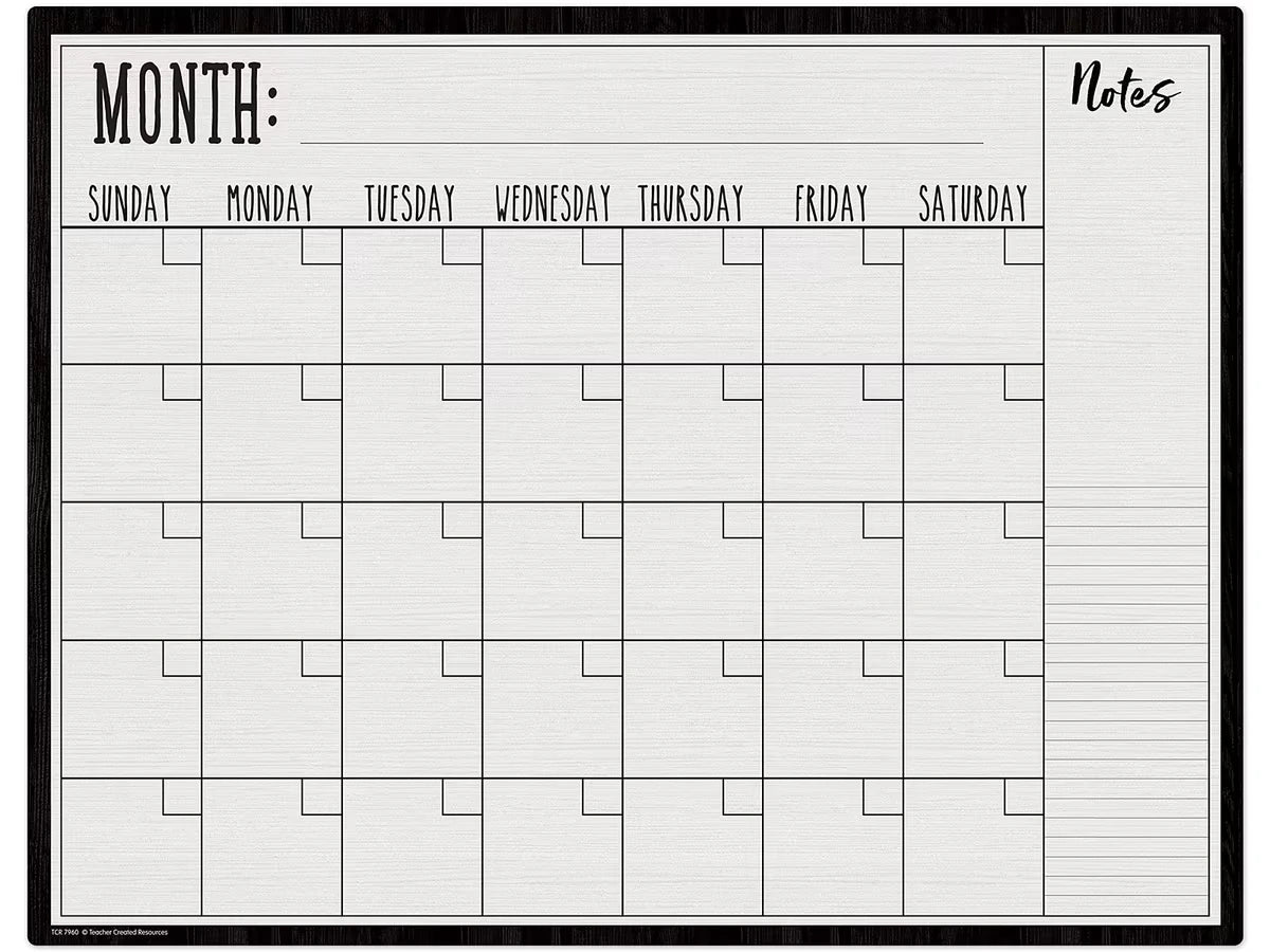 Modern Farmhouse Write & Wipe Classroom Calendar - US 9256