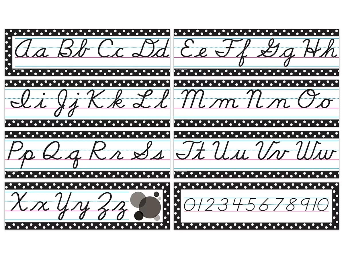 Black Polka Dot Cursive Bulletin Board Set - US 6928