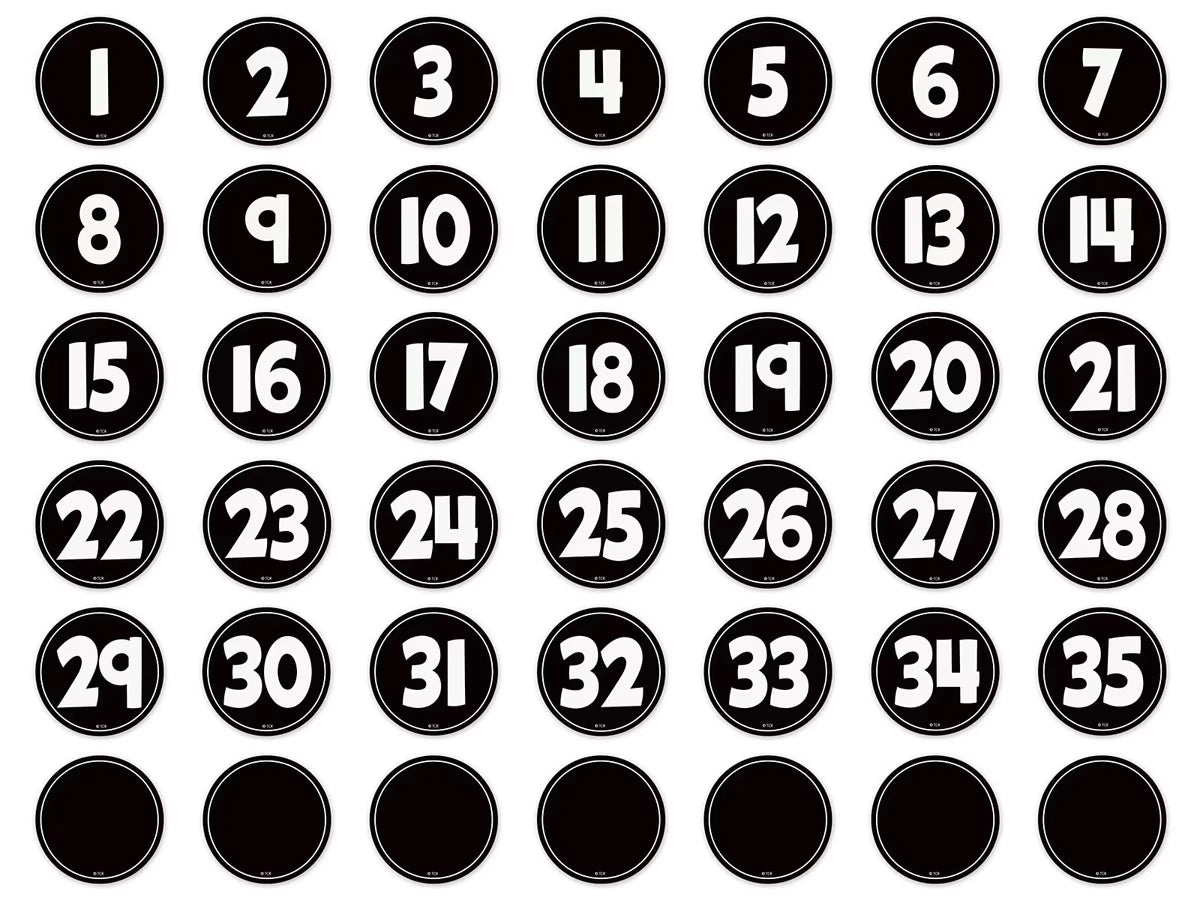 Black-And-White Numbers Magnetic Accents - US 1553
