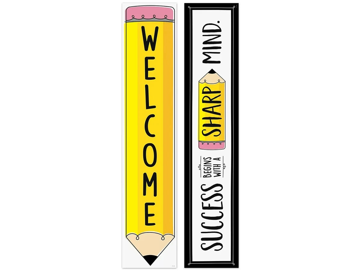 Doodle Pencil Welcome Double-Sided Banner - US 7447