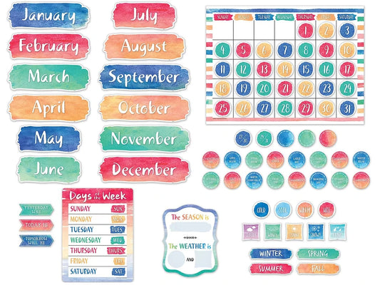 Watercolor Calendar Bulletin Board Set - US 8908