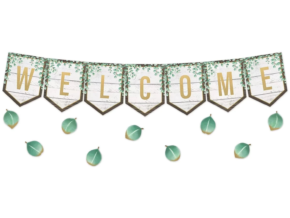 Eucalyptus Welcome Pennant Bulletin Board Set - US 3690