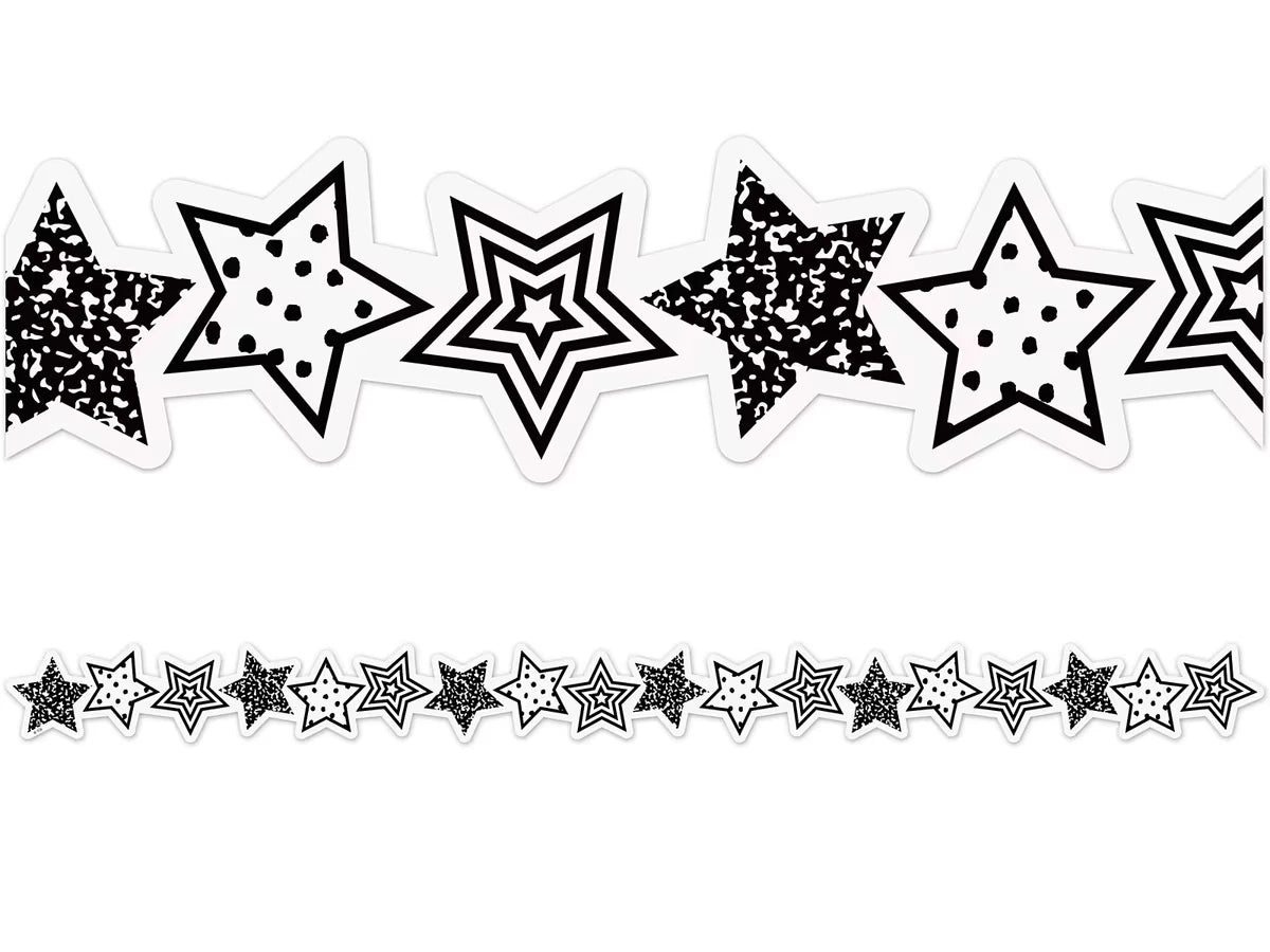 Brights 4Ever Black & White Star Border - US 8698