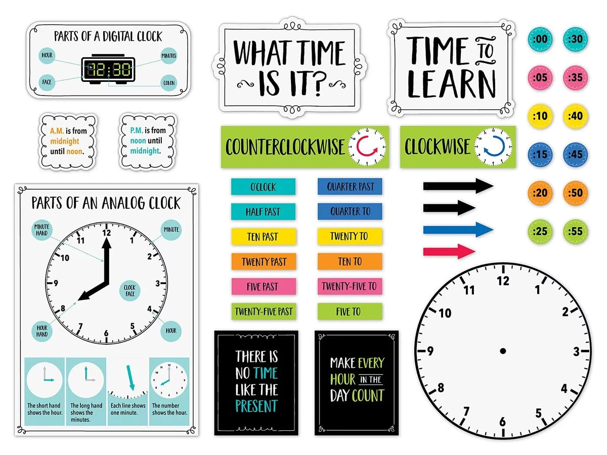 Core Decor Telling Time Bulletin Board Set - US 8204