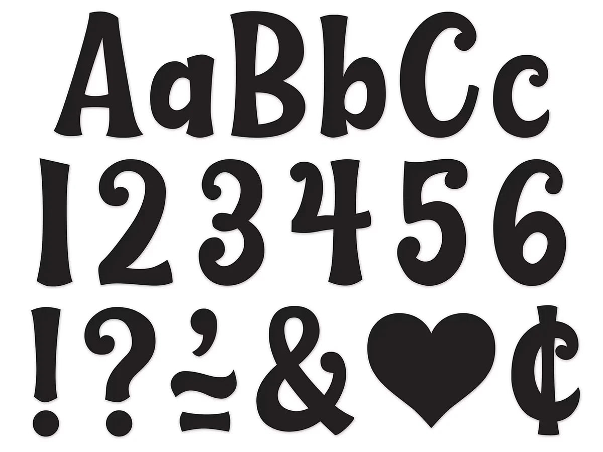 Wild Whimsy Black 4" Self-Adhesive Punch-Out Letters - US 1729