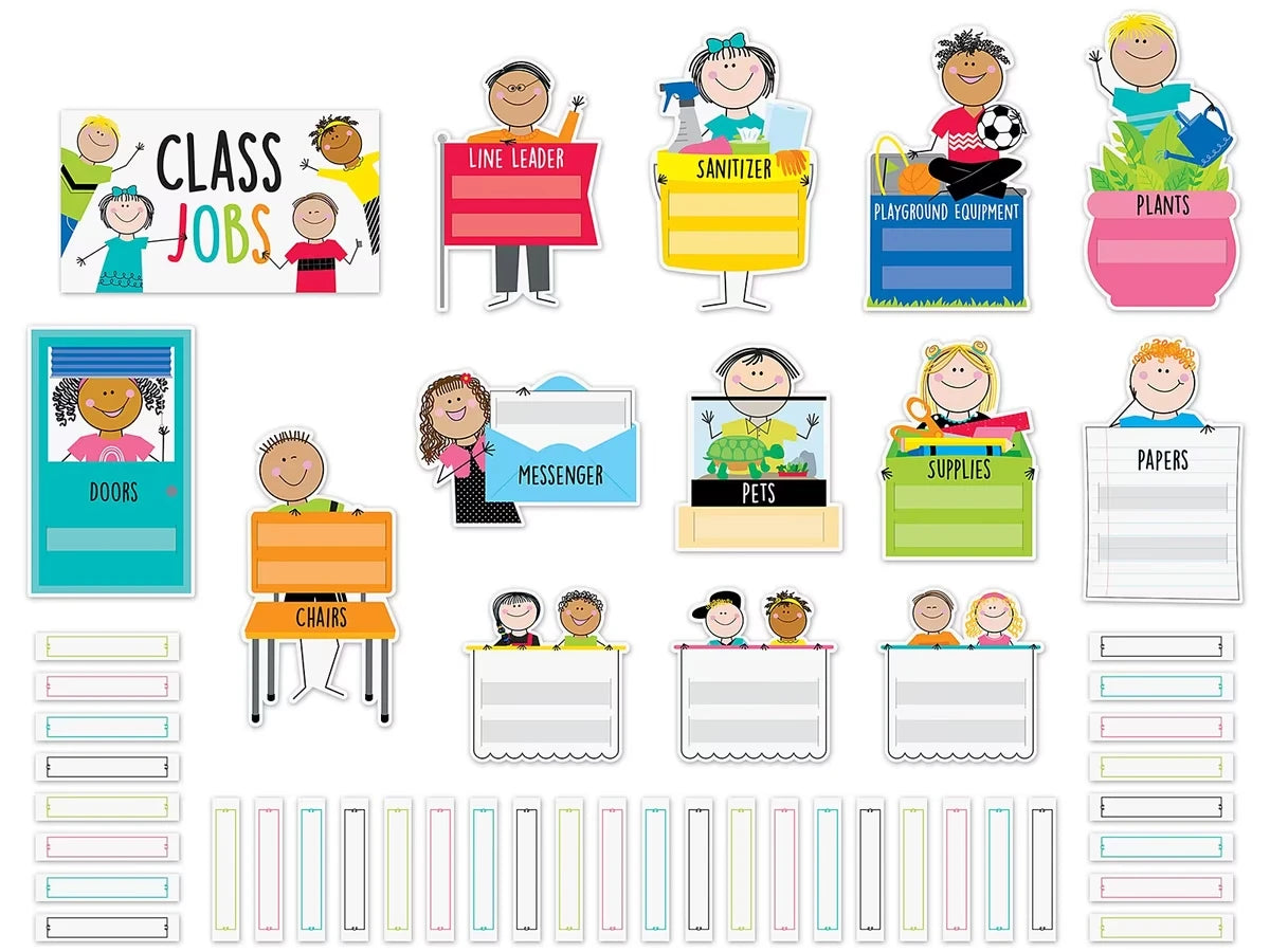 Stick Kids Classroom Jobs Bulletin Board Set - US 8250