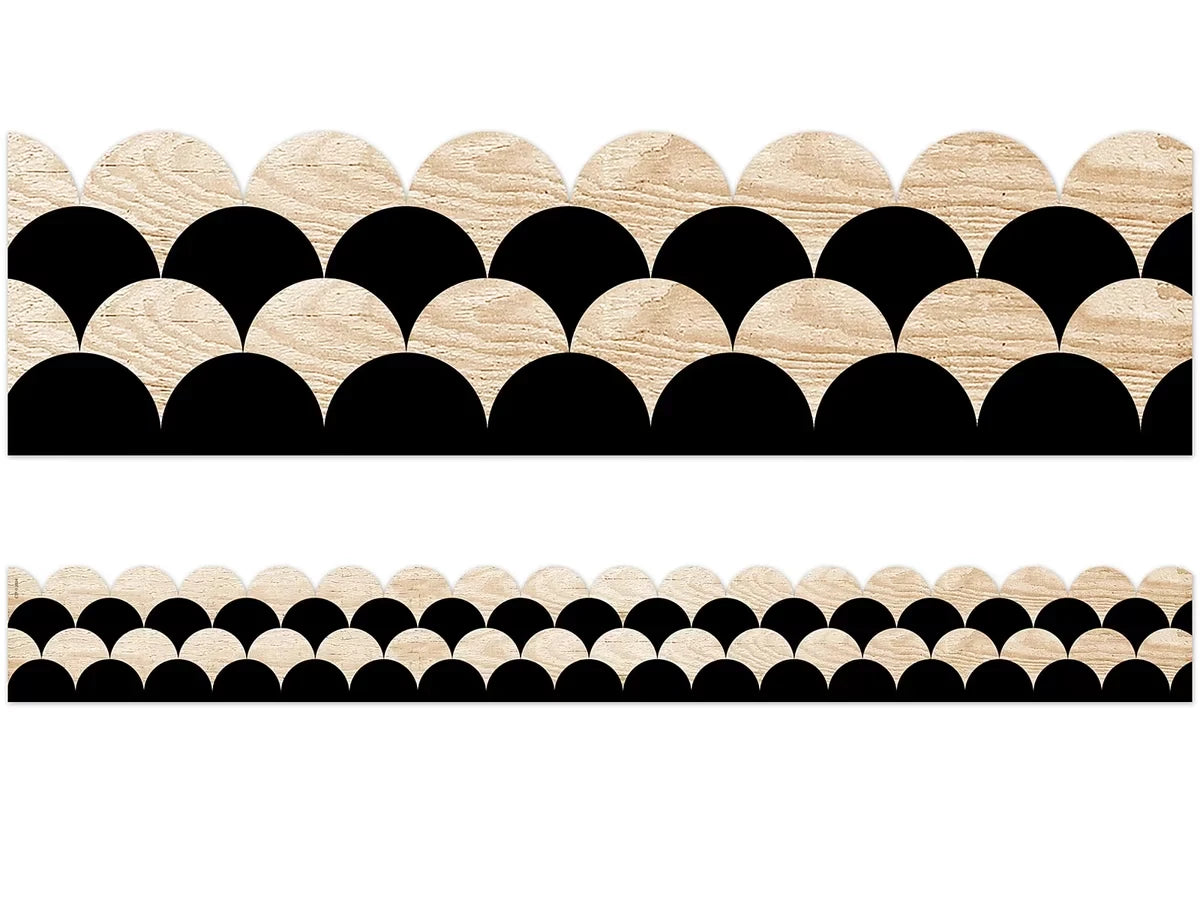 Black & Wood Scalloped Border - US 7407