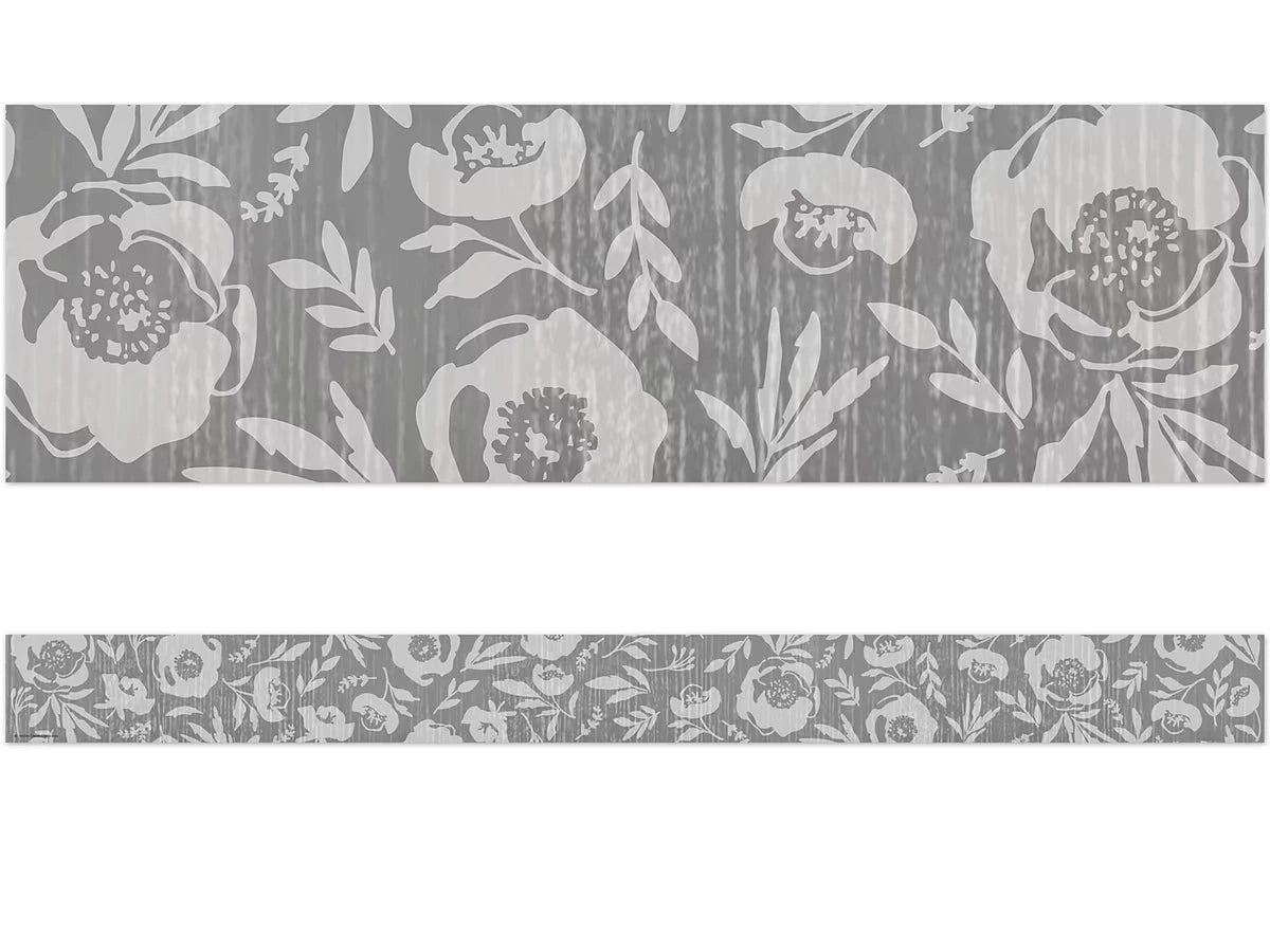 Classroom Cottage Gray Floral Border - US 1518