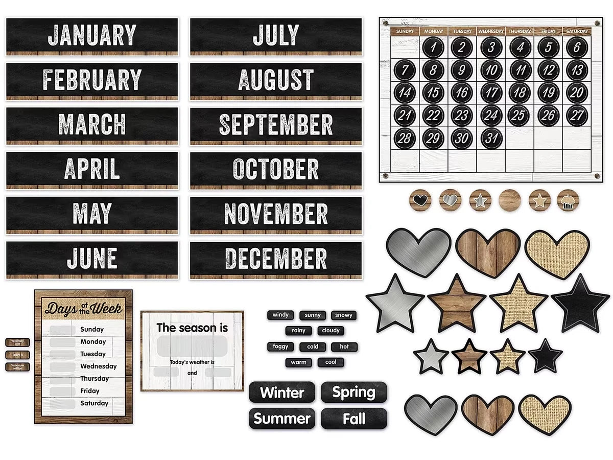 Industrial Chic Calendar Bulletin Board Set - US 8796