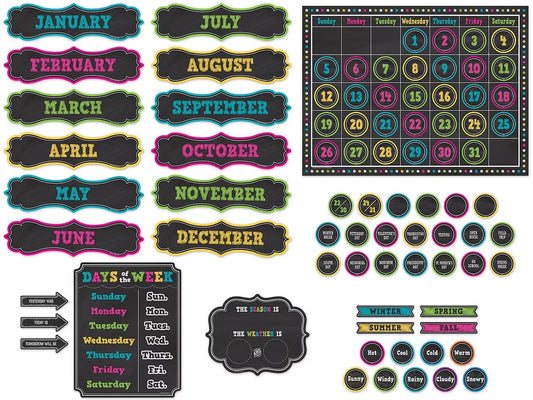 Chalkboard Brights Calendar Bulletin Board Set - US 5587