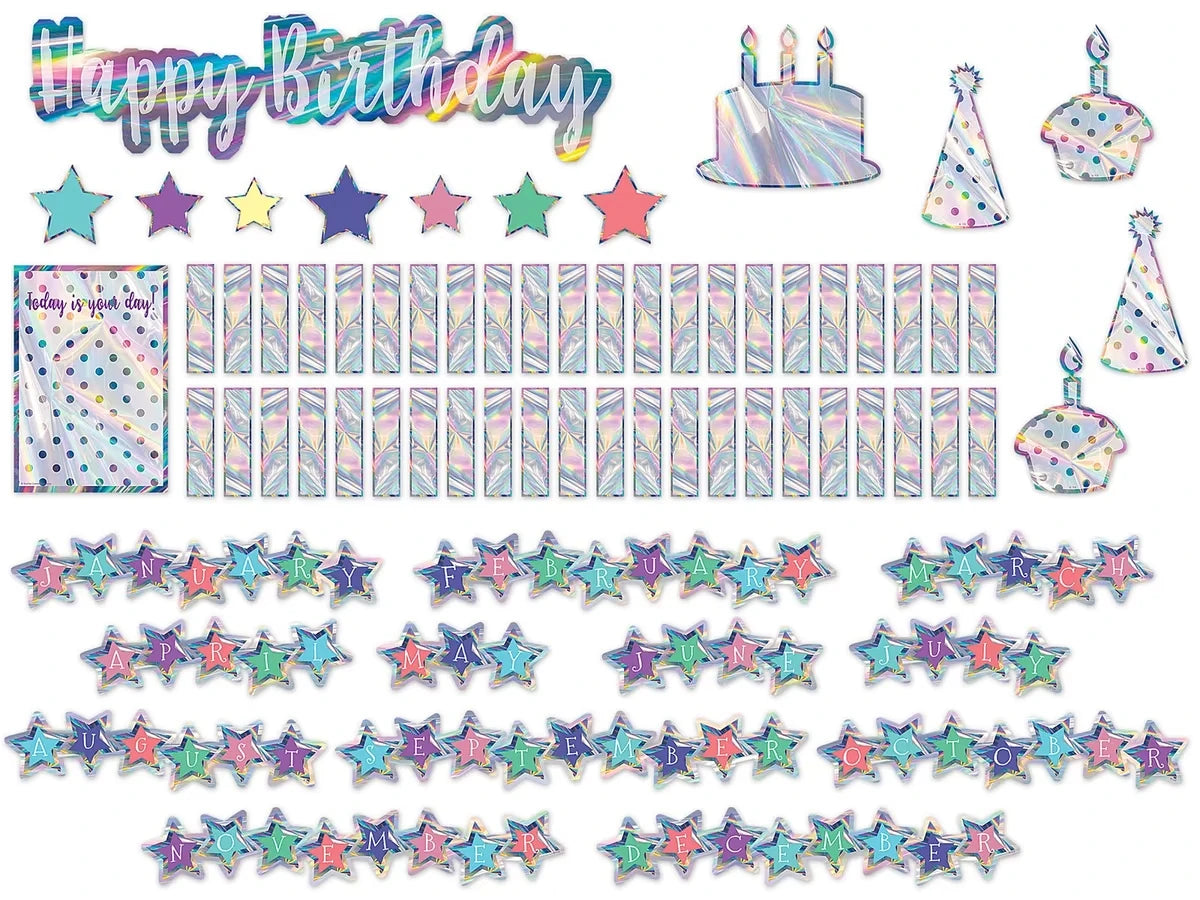 Iridescent Birthday Bulletin Board Set - US 8435