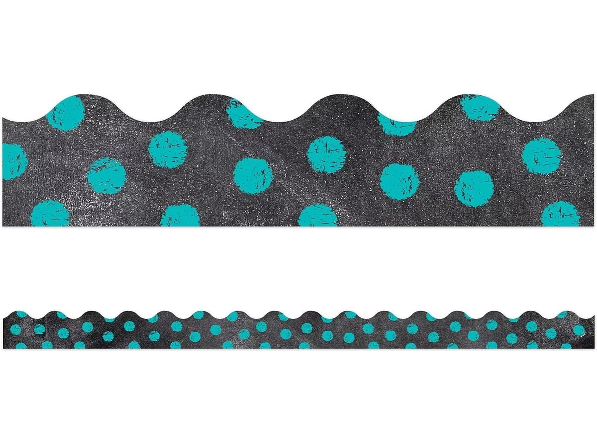Chalk It Up! Turquoise Polka Dot Scalloped Border - US 3252