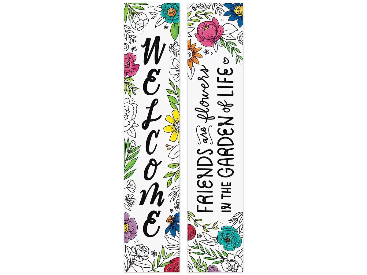 Bright Blooms Welcome Double-Sided Banner - US 6957