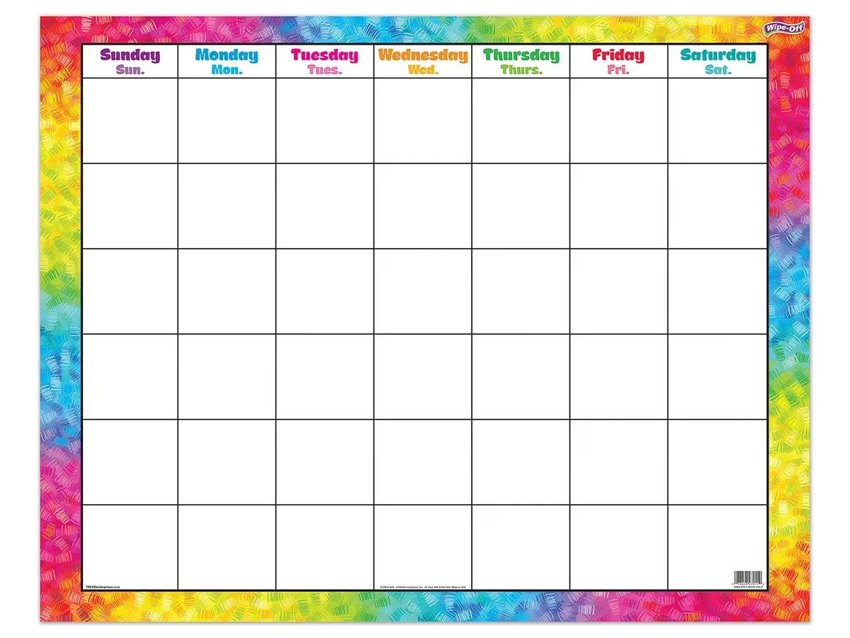 Colorful Brushstroke Write & Wipe Classroom Calendar - US 2311