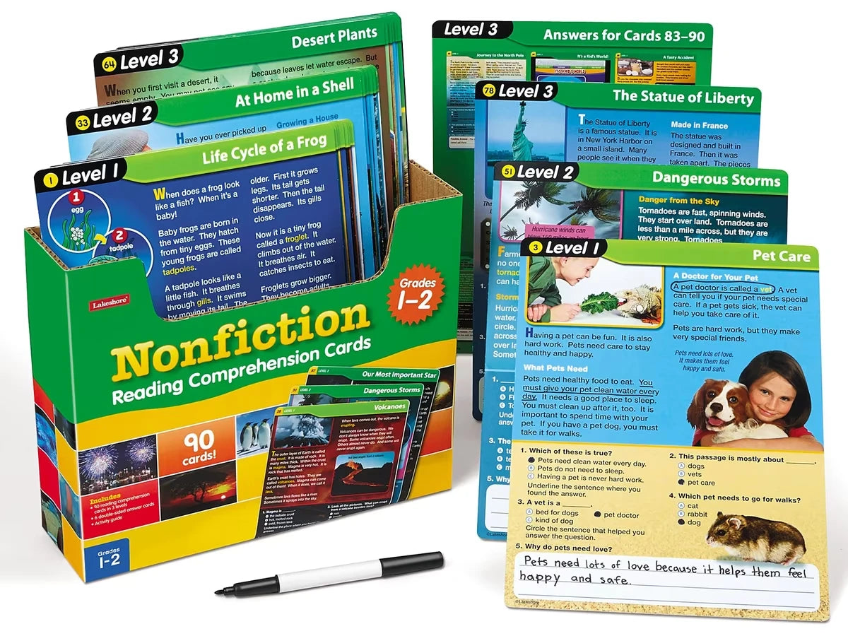 Nonfiction Reading Comprehension Practice Cards - Gr. 1-2 - US 5549