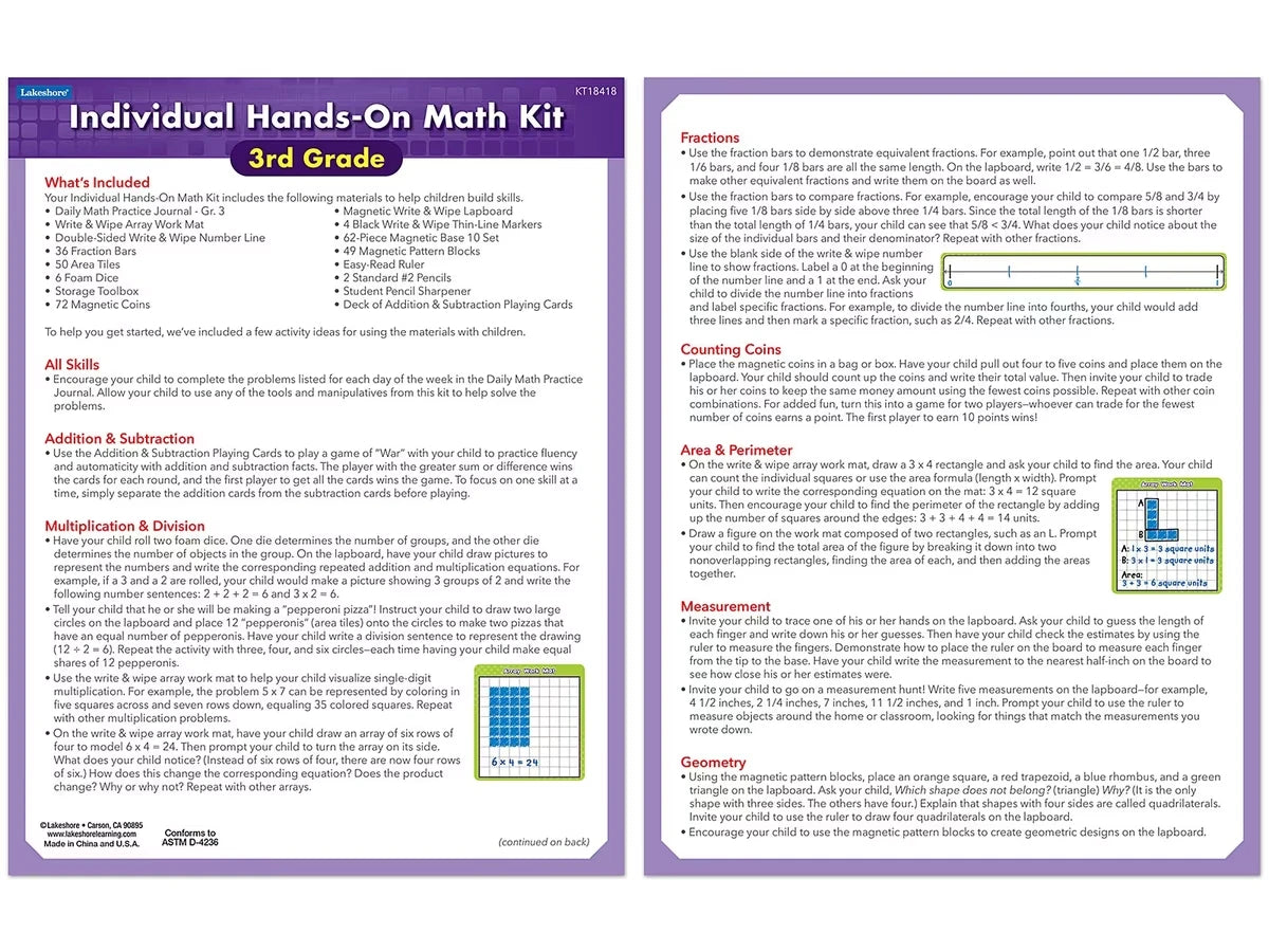 Individual Hands-On Math Kit – Gr. 3 - US 7723