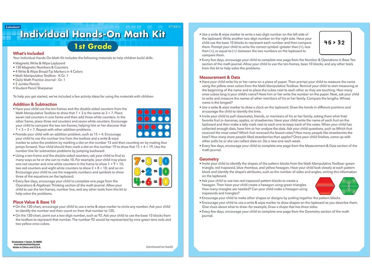 Individual Hands-On Math Kit – Gr. 1 - US 1870