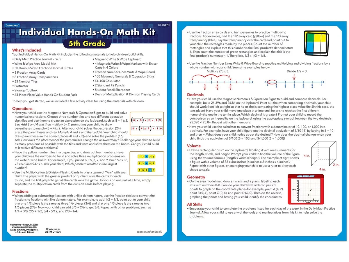 Individual Hands-On Math Kit – Gr. 5 - US 2541