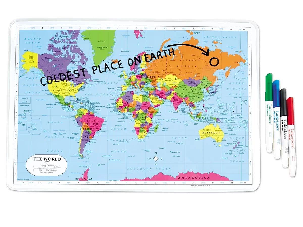 Write & Wipe World Tabletop Map - US 6558