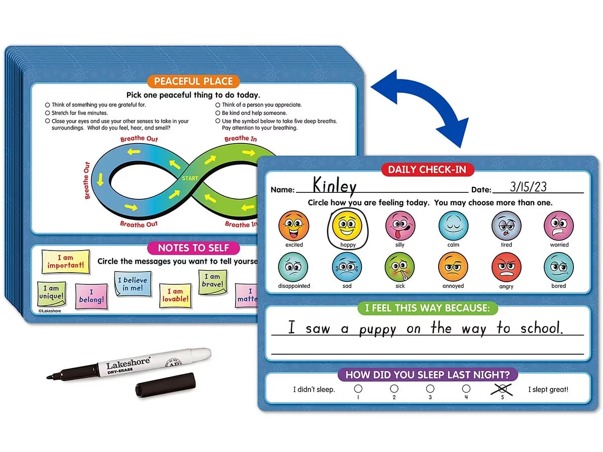 Daily Emotional Check-In Write & Wipe Boards - US 5531