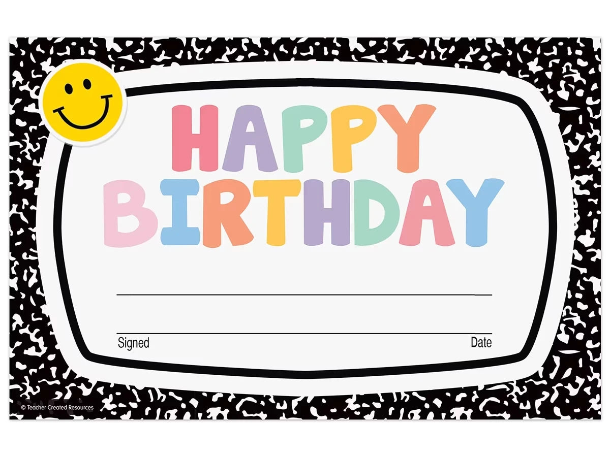 Cool for School Birthday Certificates - US 7143