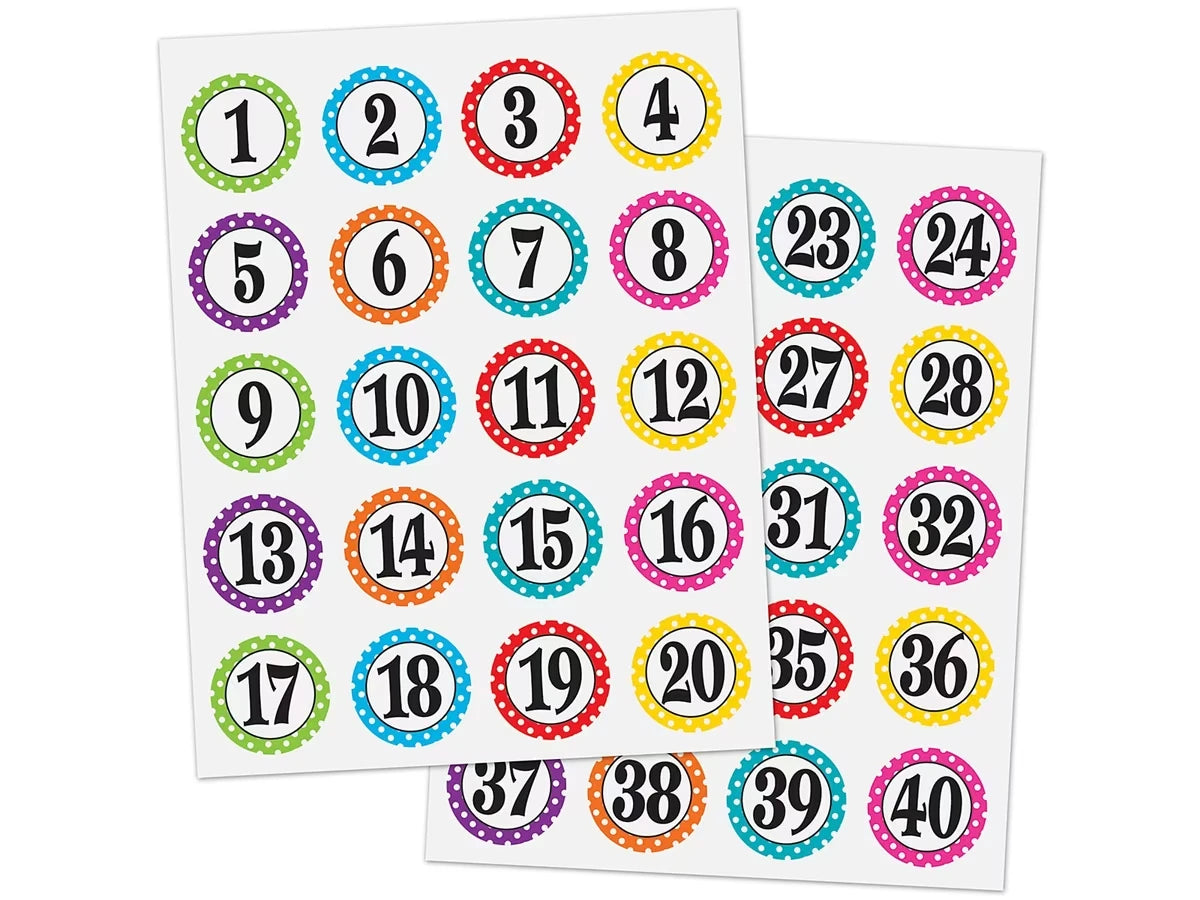 Polka Dot Number Stickers - US 3748