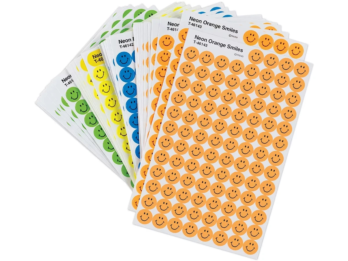 Neon Smiley Face Mini Stickers - Variety Pack - US 9255