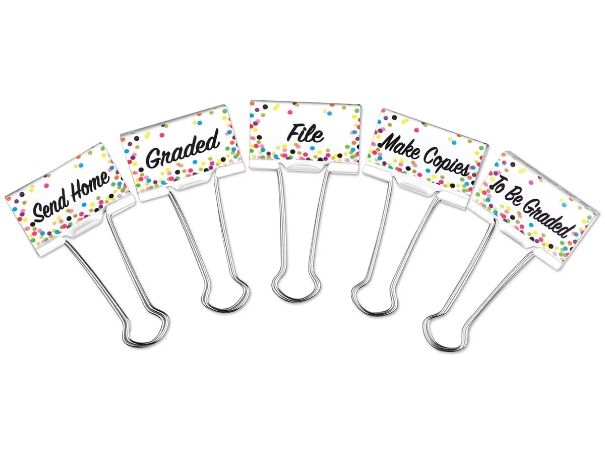 Confetti Classroom Management Large Binder Clips - US 7871