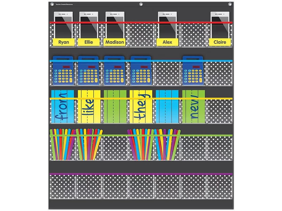 Black Polka Dot Storage Pocket Chart - US 5006