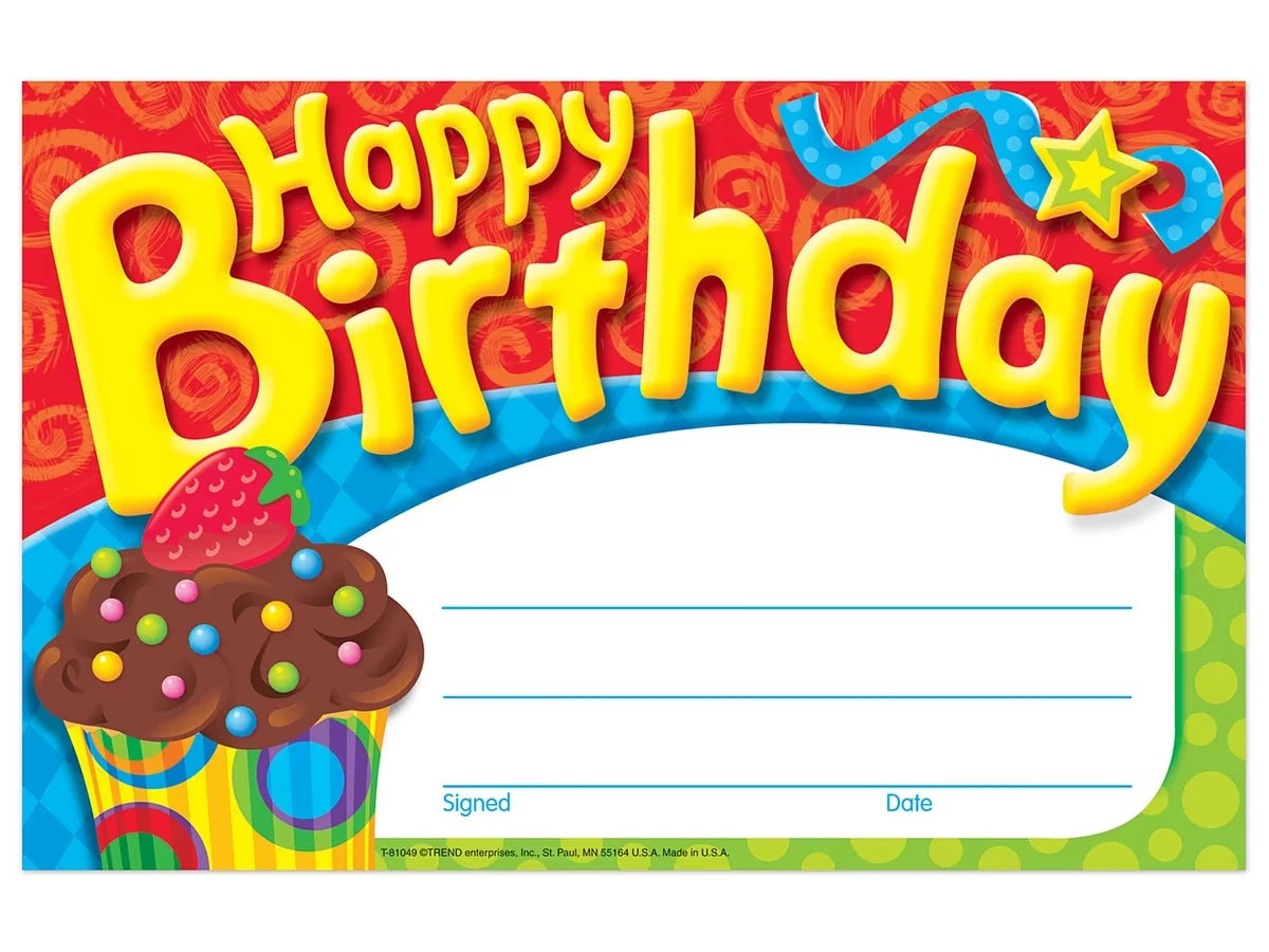 Cupcake Birthday Certificates - US 3743