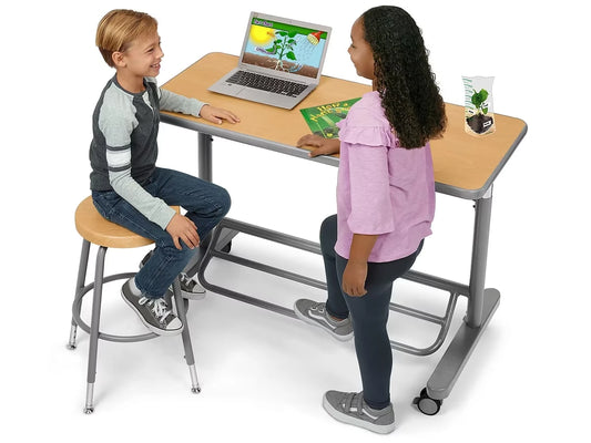 Flex-Space Mobile Standing Desk for Two - Maple - US 7037