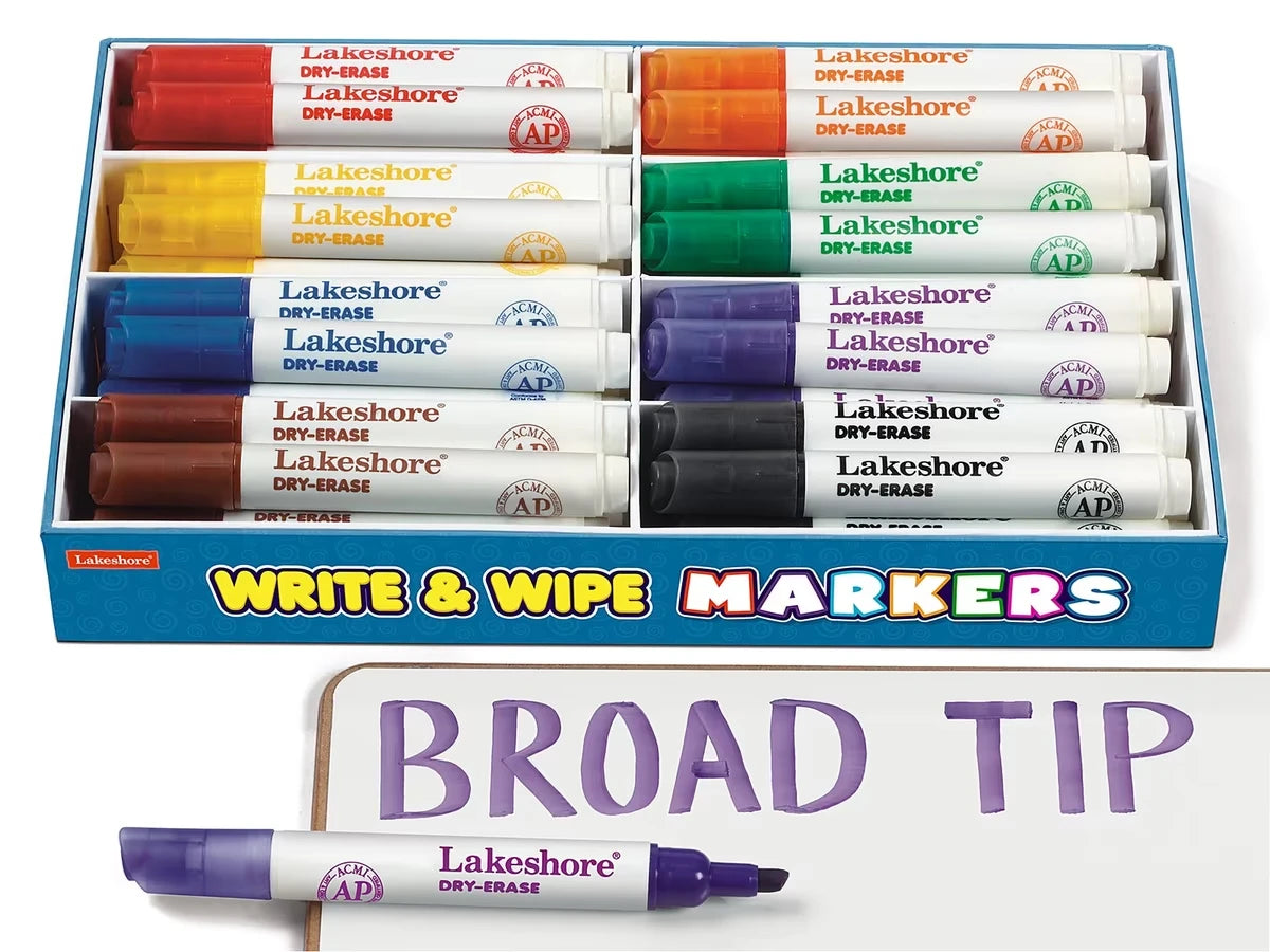Write & Wipe Broad-Tip Markers - Class Pack - US 9419