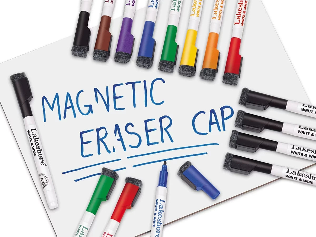 Magnetic Write & Wipe Markers with Eraser Caps - US 4607