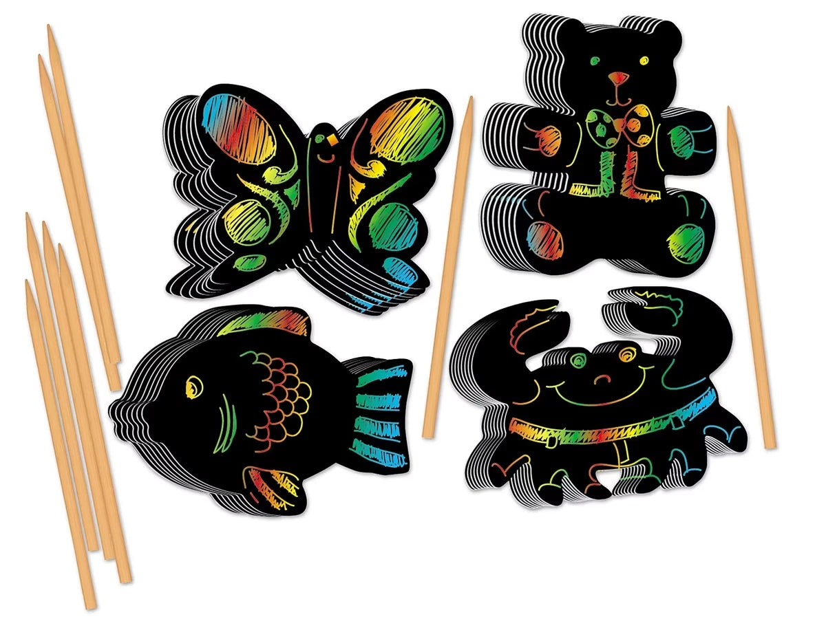 Rainbow Scratch Paper Animals - US 6976
