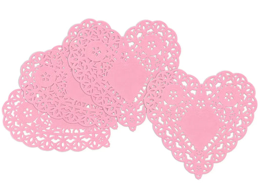 Small Pink Paper Heart Doilies - Set of 100 - US 8423