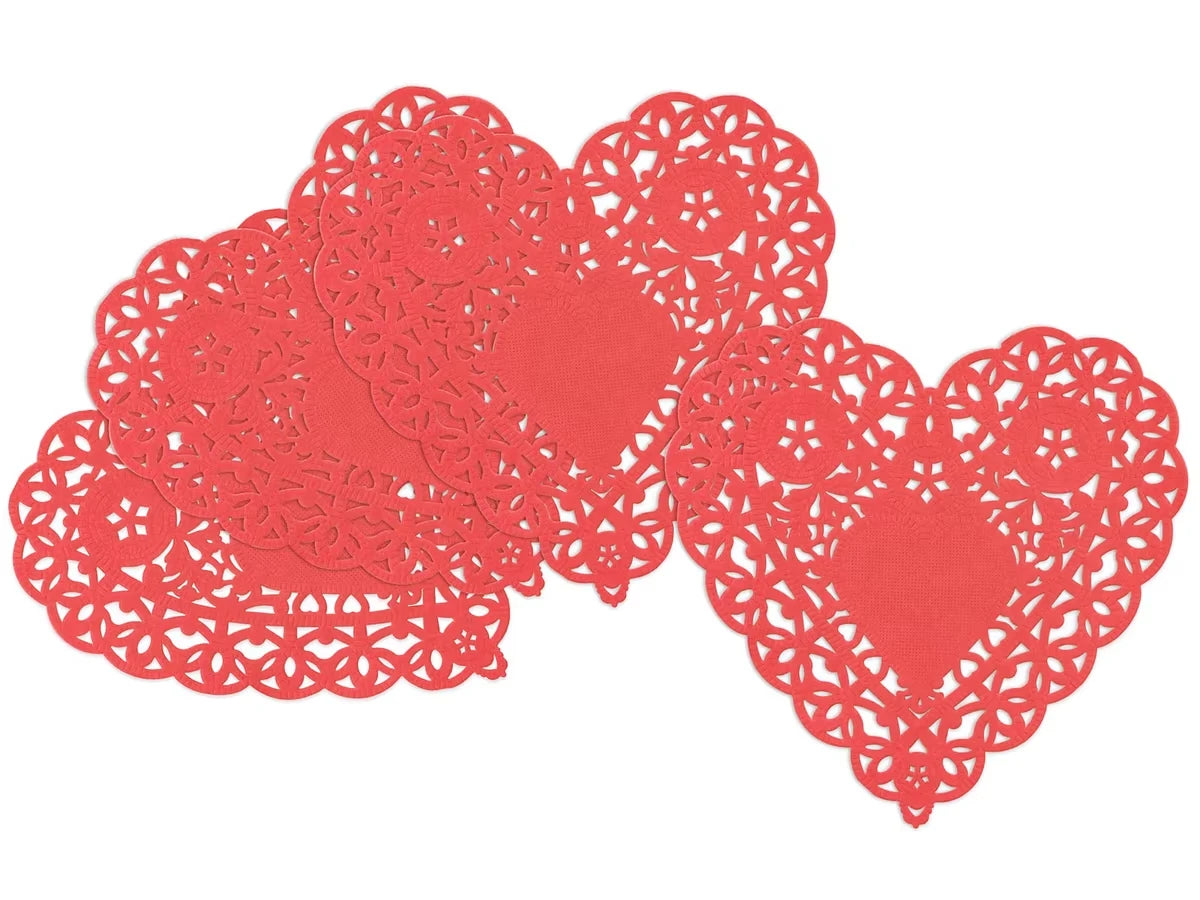 Small Red Paper Heart Doilies - Set of 100 - US 2630